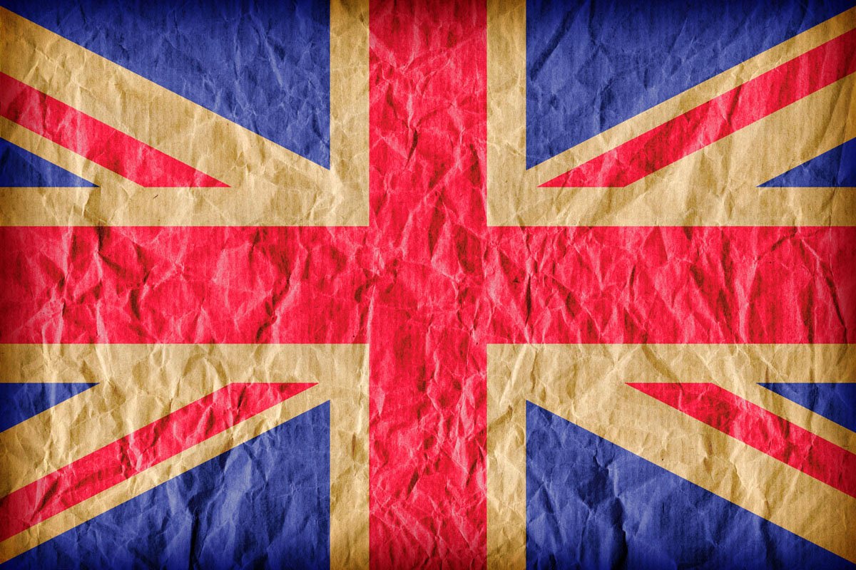 the british flag is painted on wrinkled paper