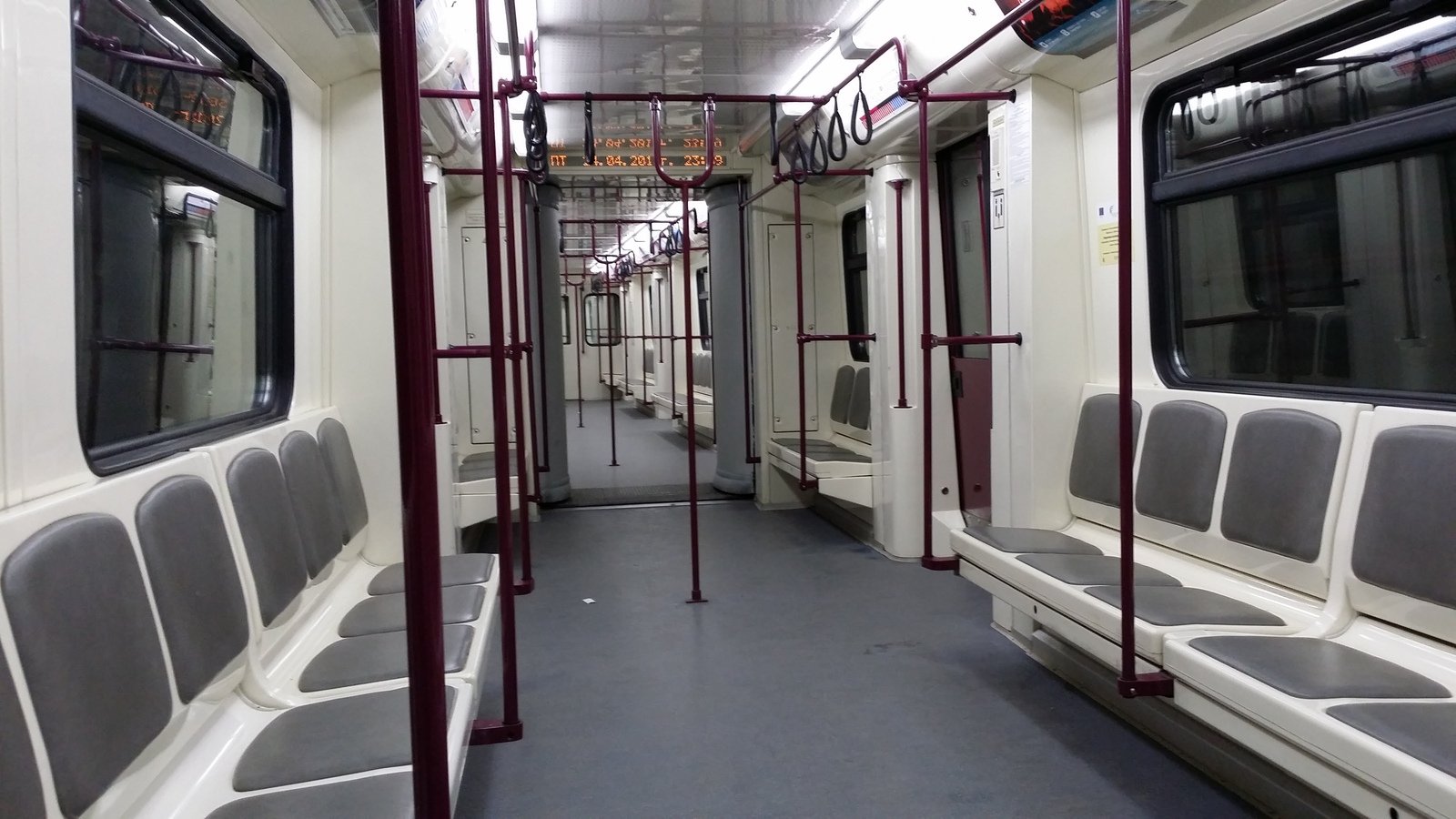 inside of an empty passenger train car