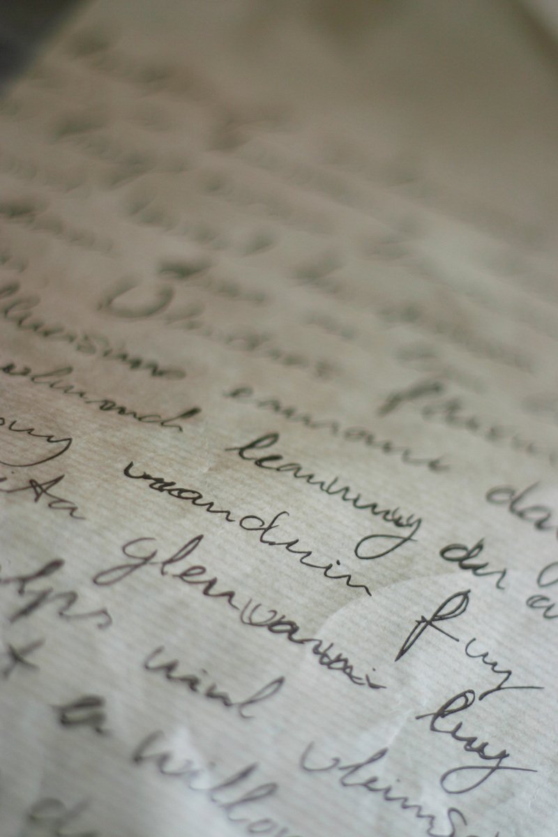 the old handwriting of someone's handwritten dinner napkin