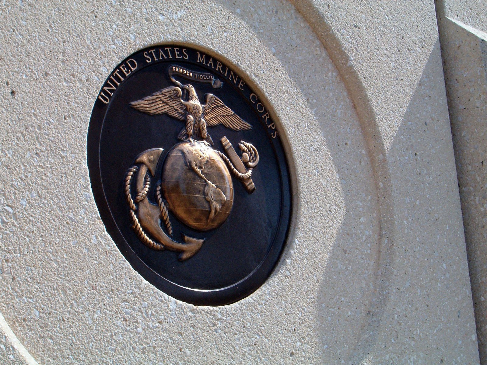 a marine seal with an eagle on the wall