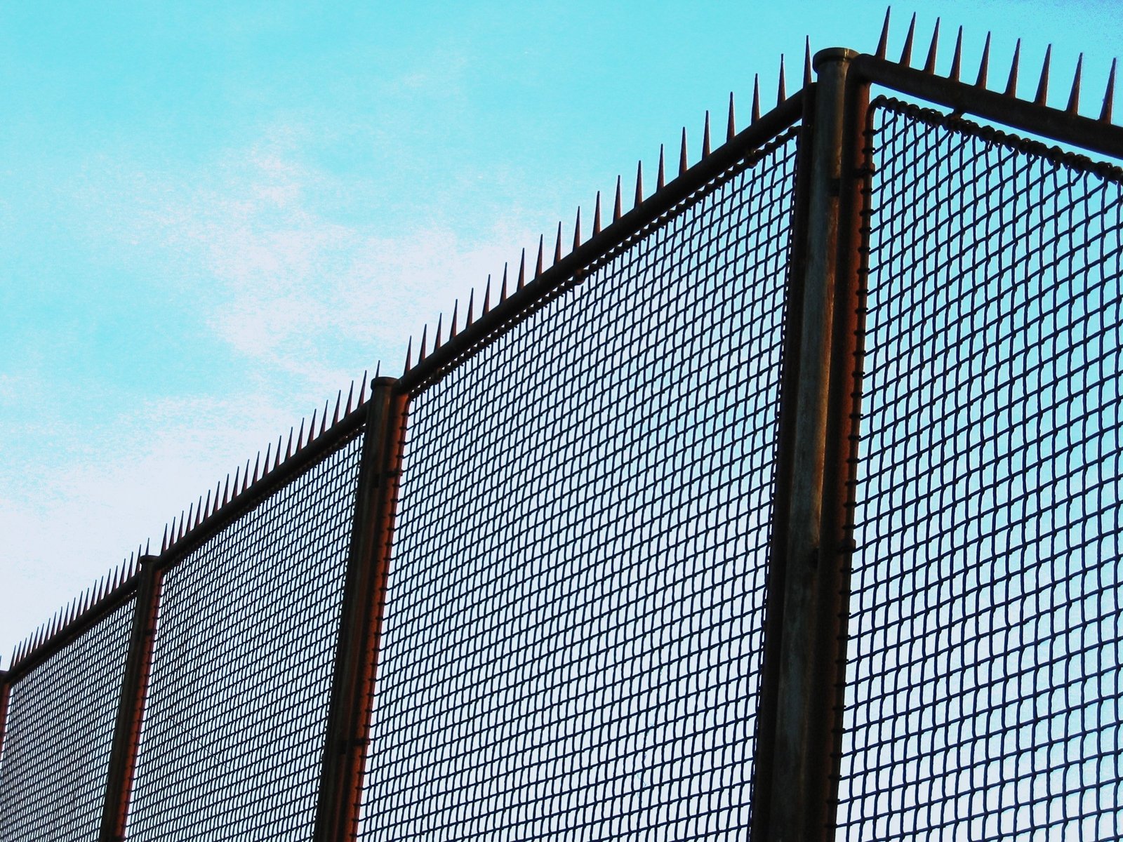 the side of an iron fence is shown