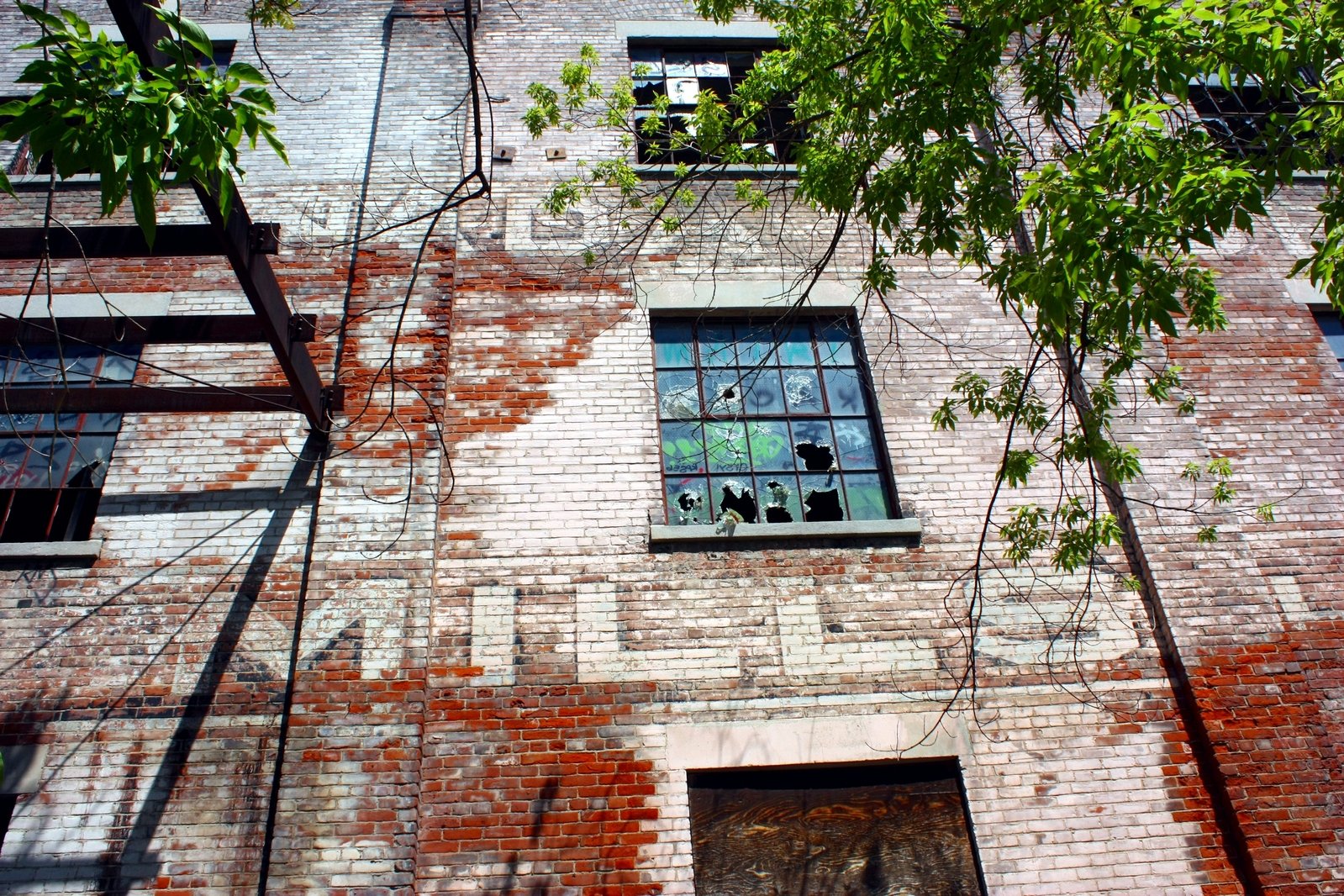 a view of a building with windows in the front