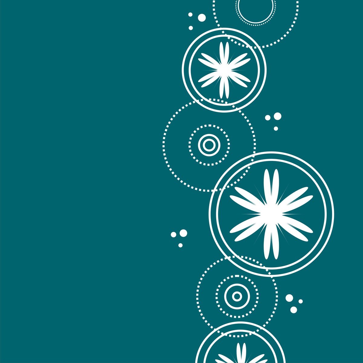 a green card with white snowflakes and circles