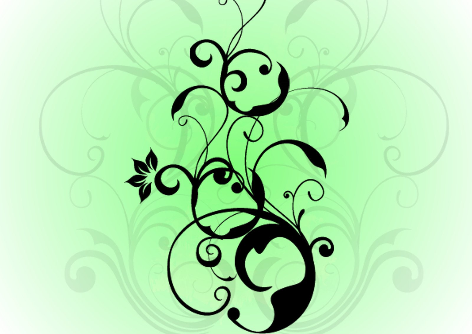 an abstract floral design with leaves and flowers