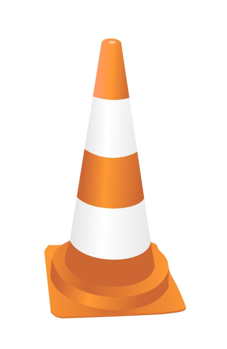 a traffic cone in an orange cone stand