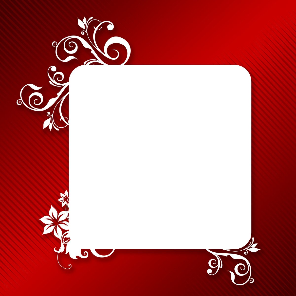 a red and white background with an ornate frame