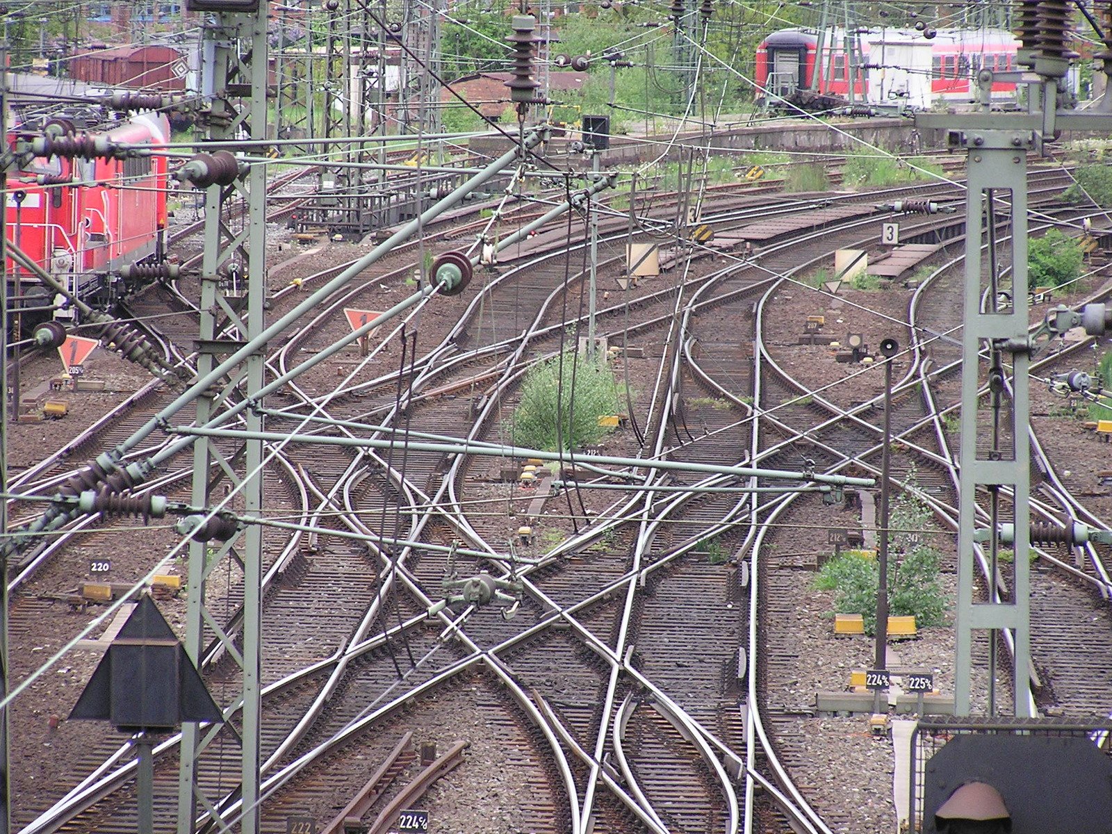 several tracks of train engine and passenger tracks