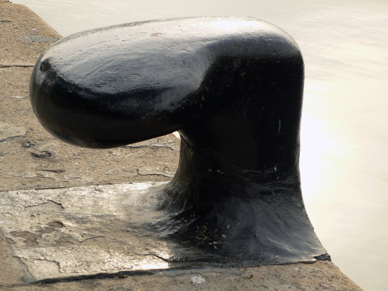 a close up of a sculpture next to water