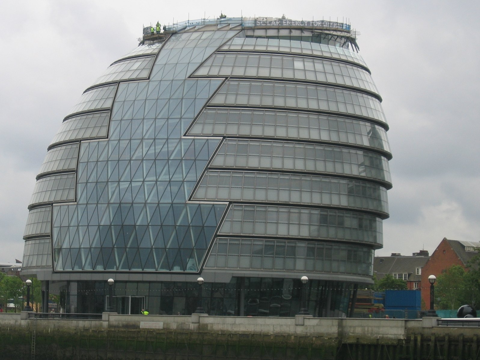 a modern building that appears to be a fisheye lens