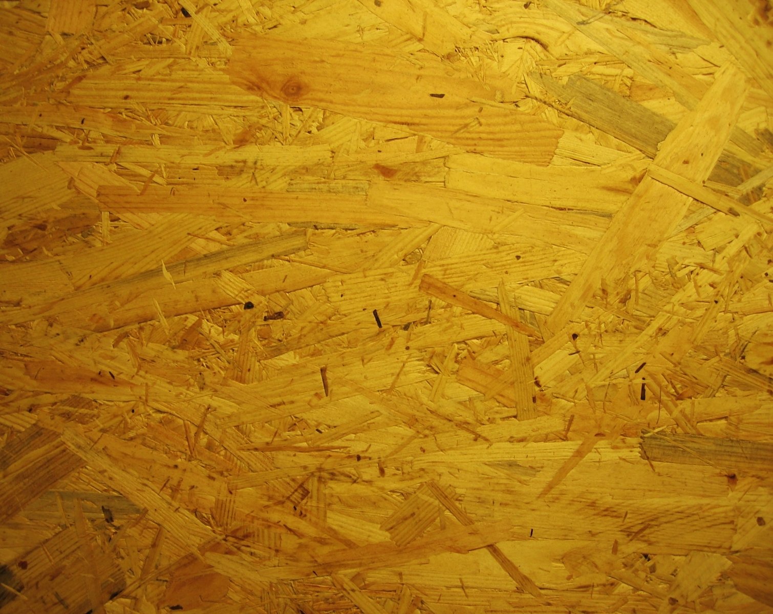 wooden floor board with nails and a brown stripe