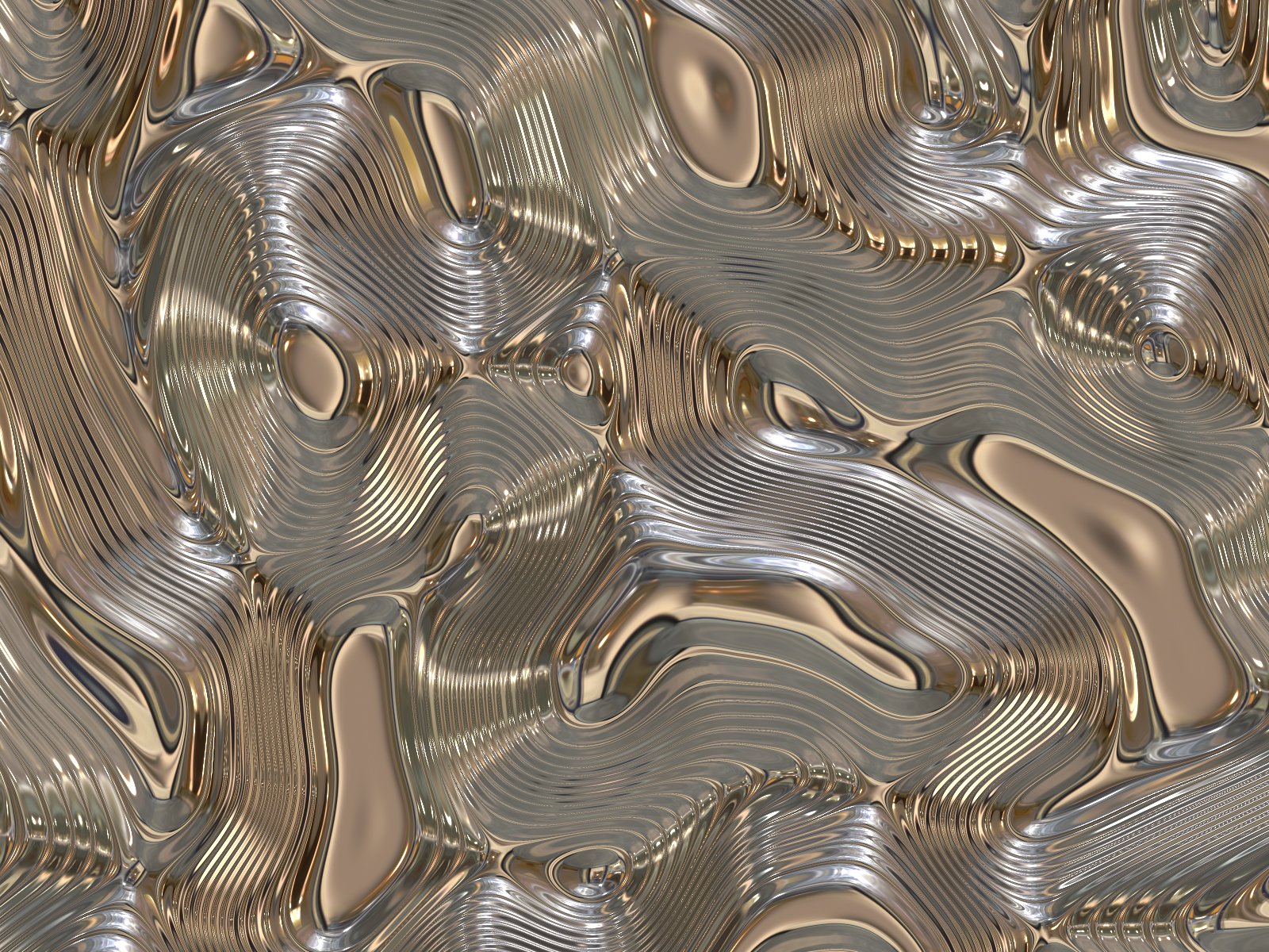 abstract bronze and silver artwork with wavy lines
