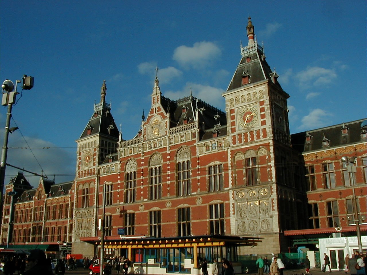 a city street with an old brick building