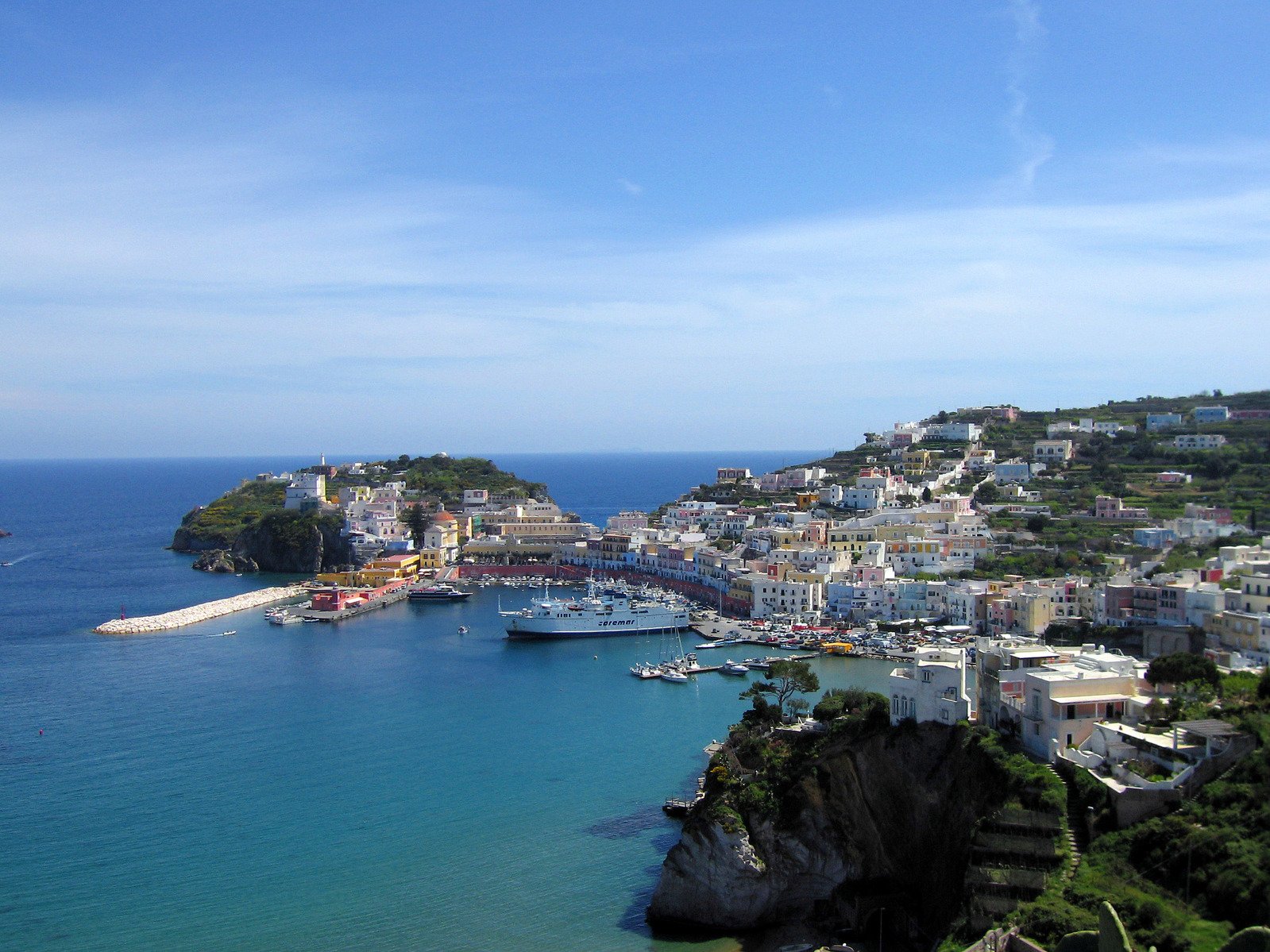 the view over a bay of the town of posita