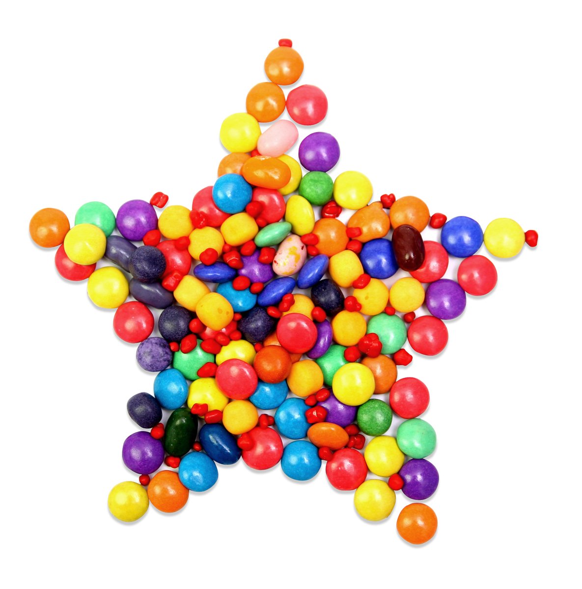 an ornament shape star filled with multicolored candy