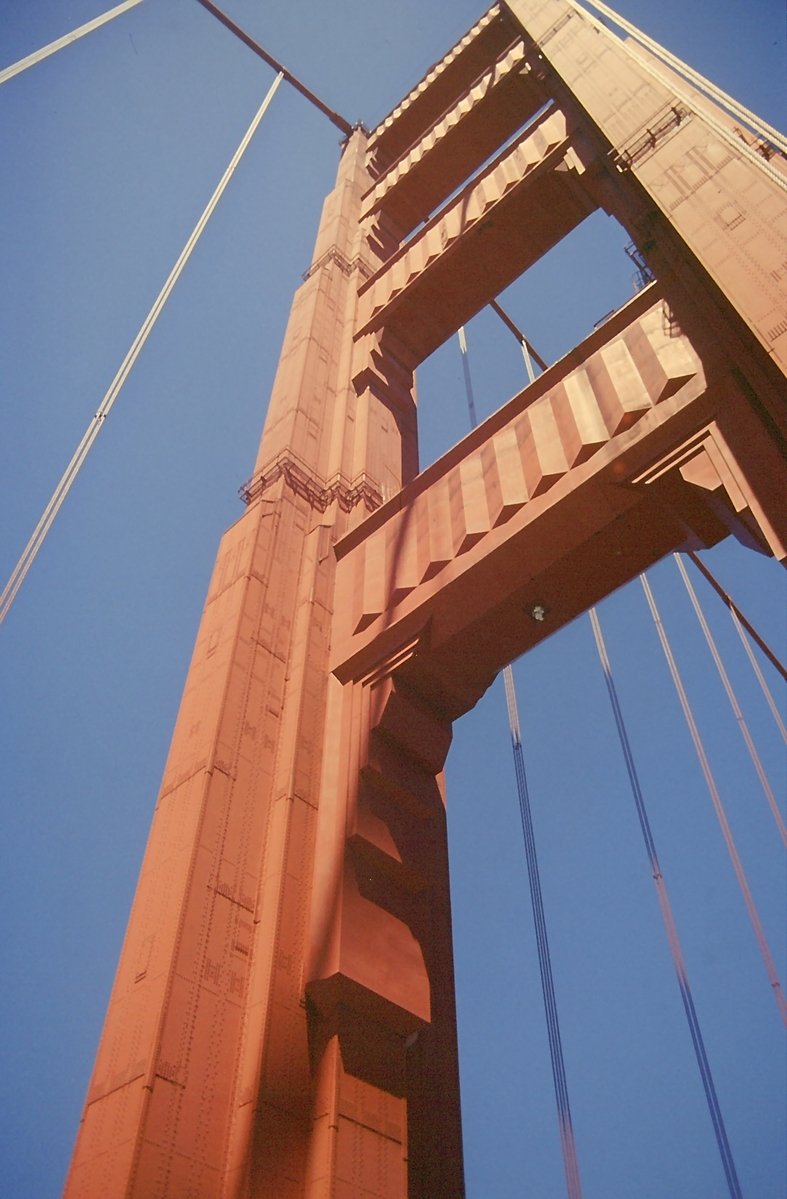 a view up the side of a large building