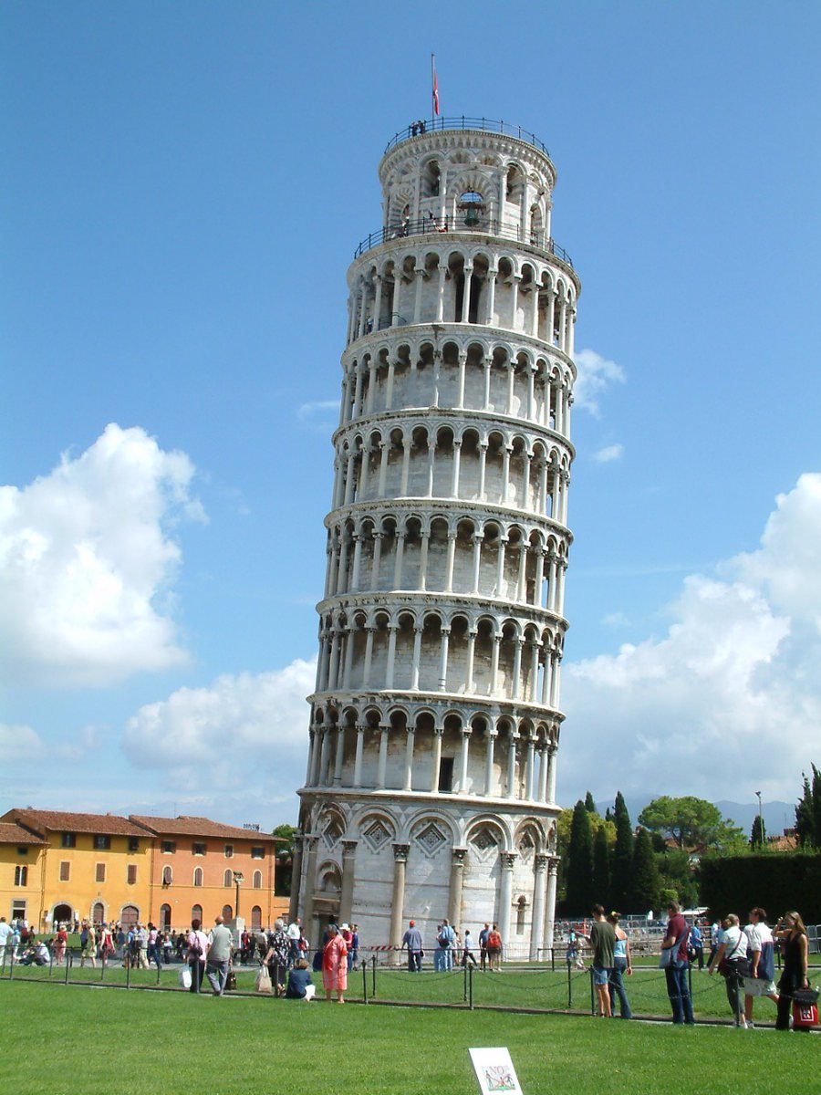 the tall tower is built with a wide opening