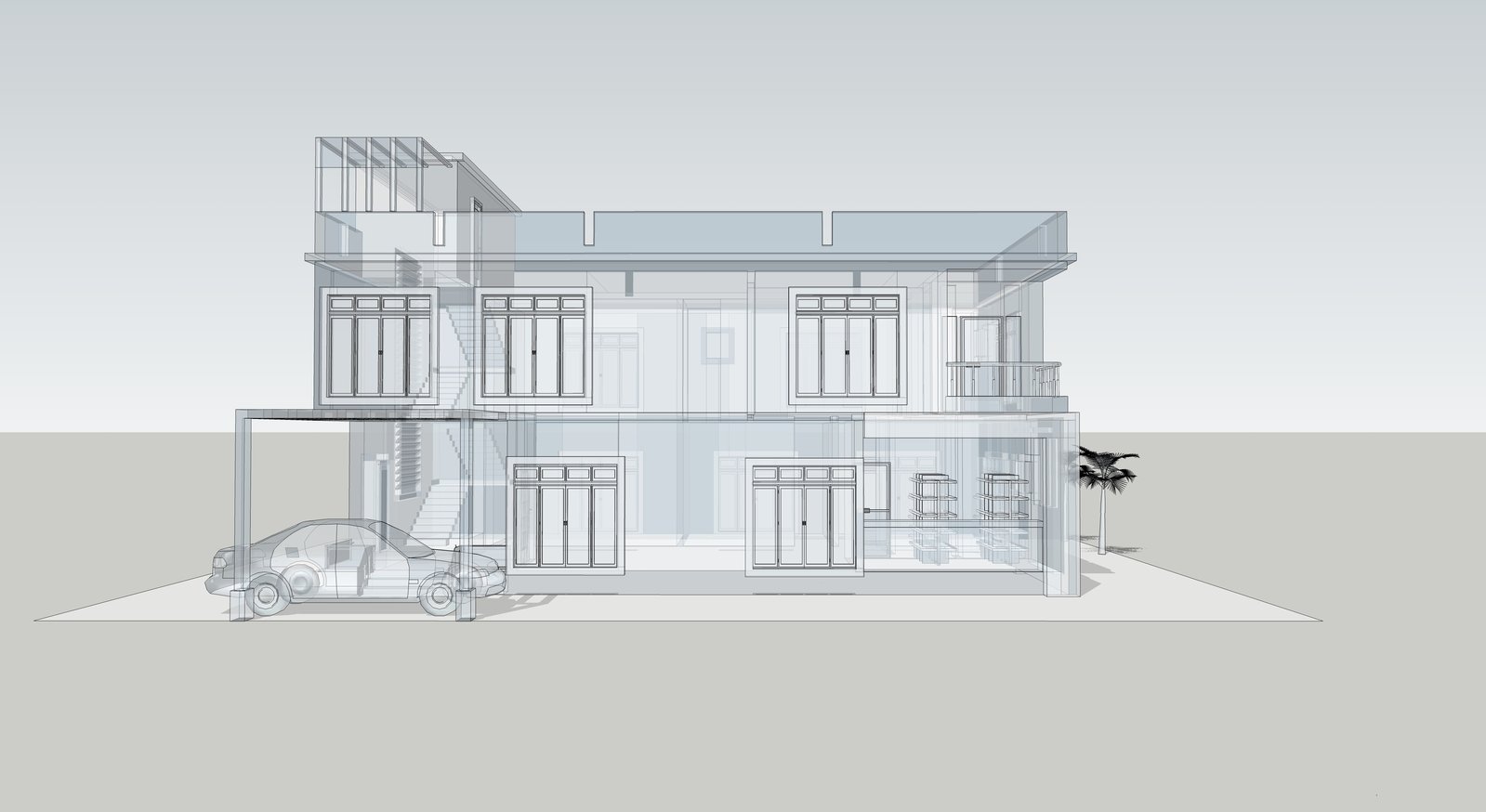 an animation shows a two story house with balconies