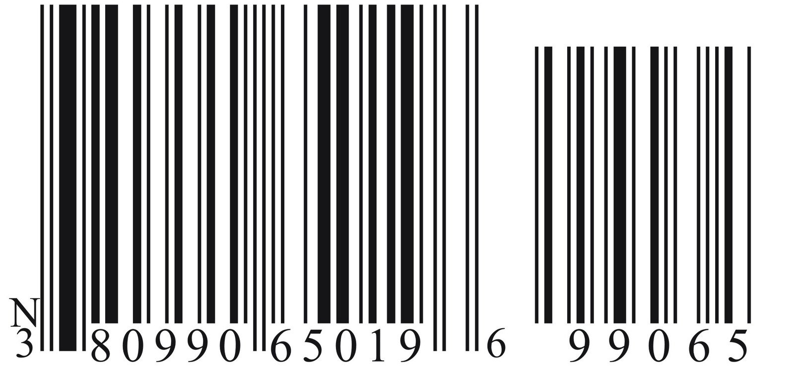 bar code and numbers are shown in three different styles