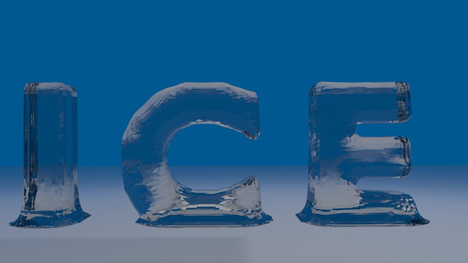 the letters are made out of ice against a blue background