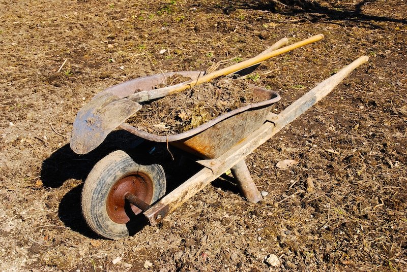 this is an old wagon that's outside on some dirt