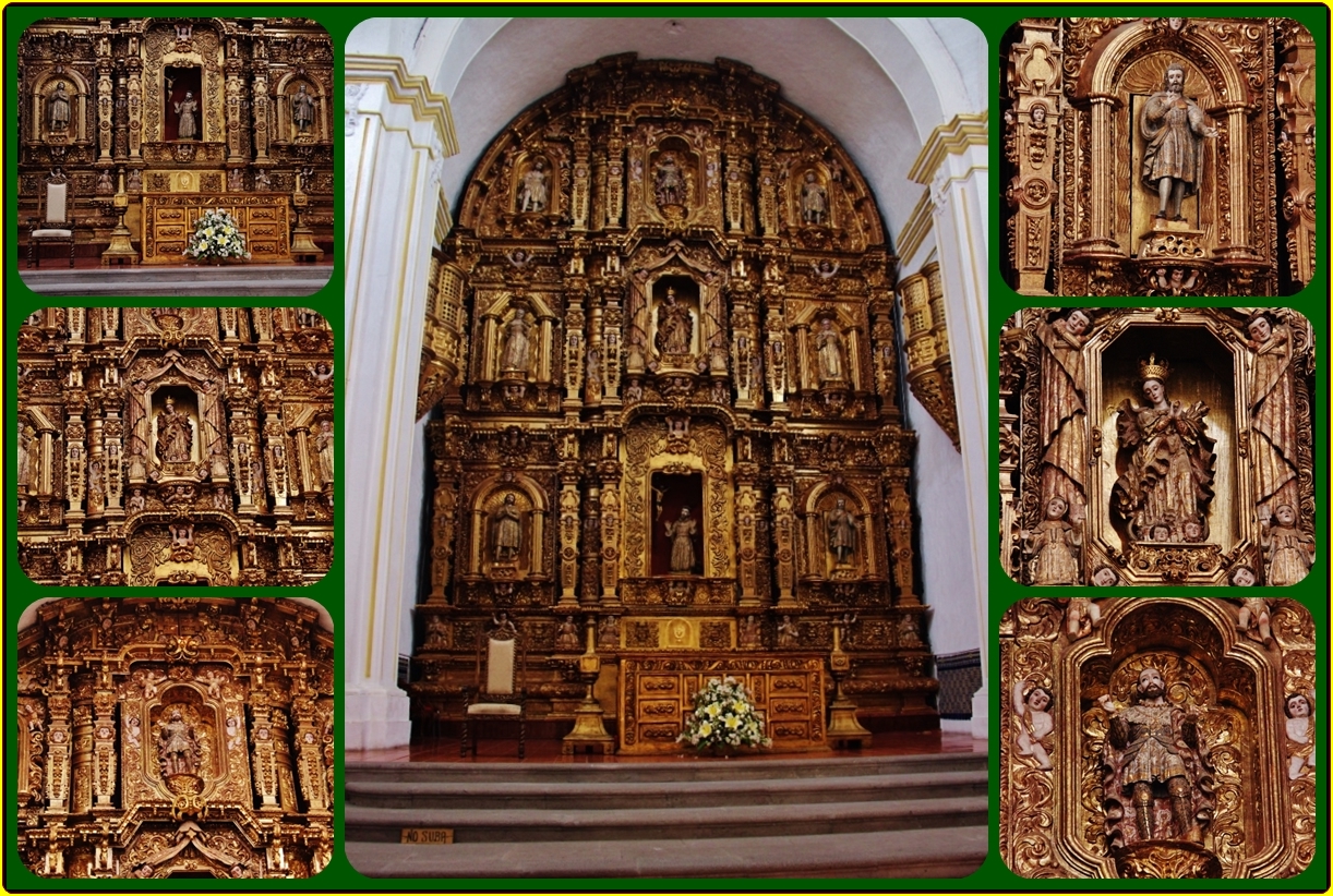 a bunch of images of a big golden church