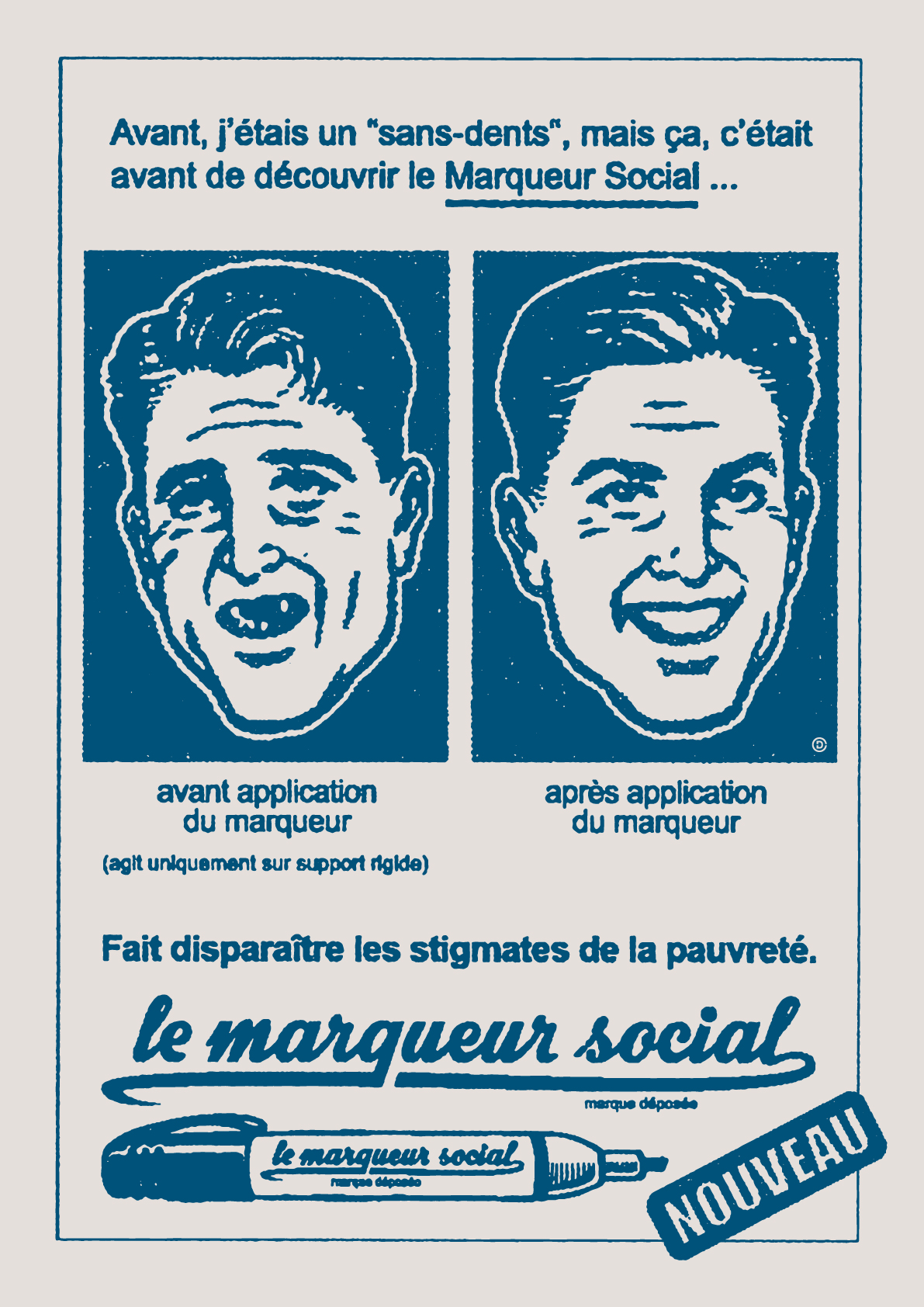 the advertit in french, with an image of two men