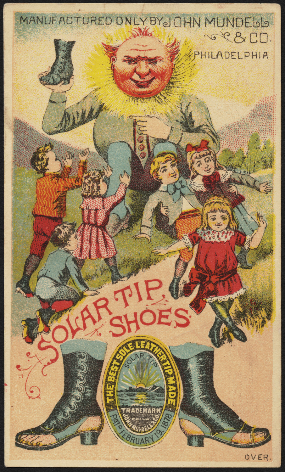 an old advertit advertising a shoe and children