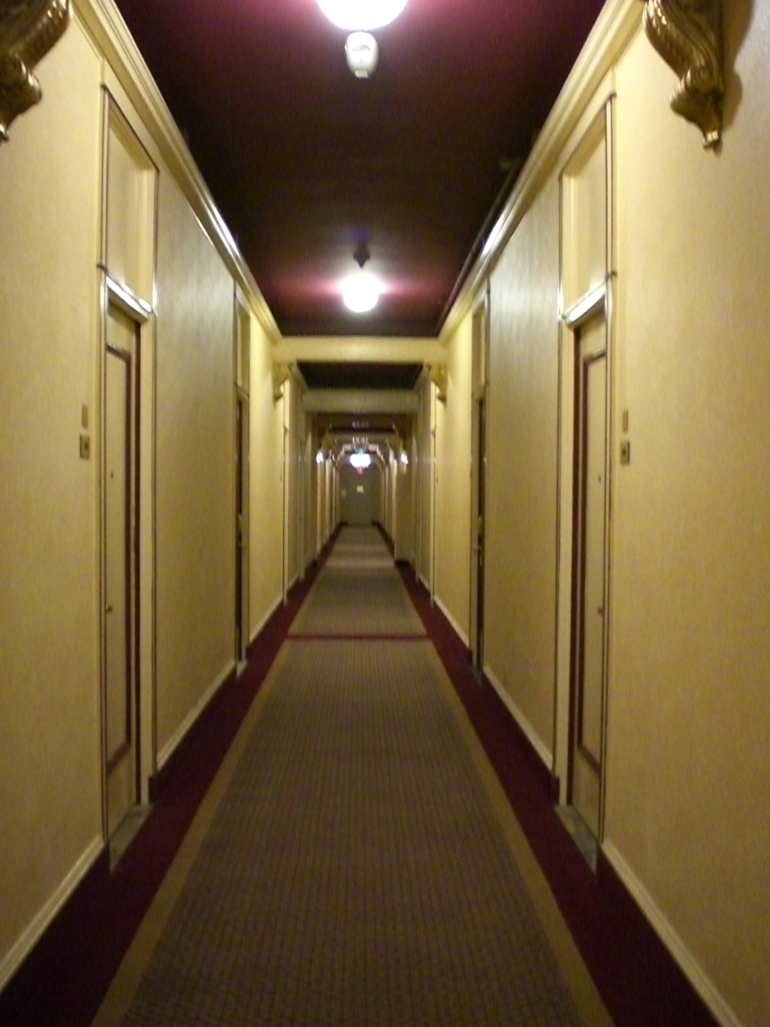 this is an hallway with light shining on it