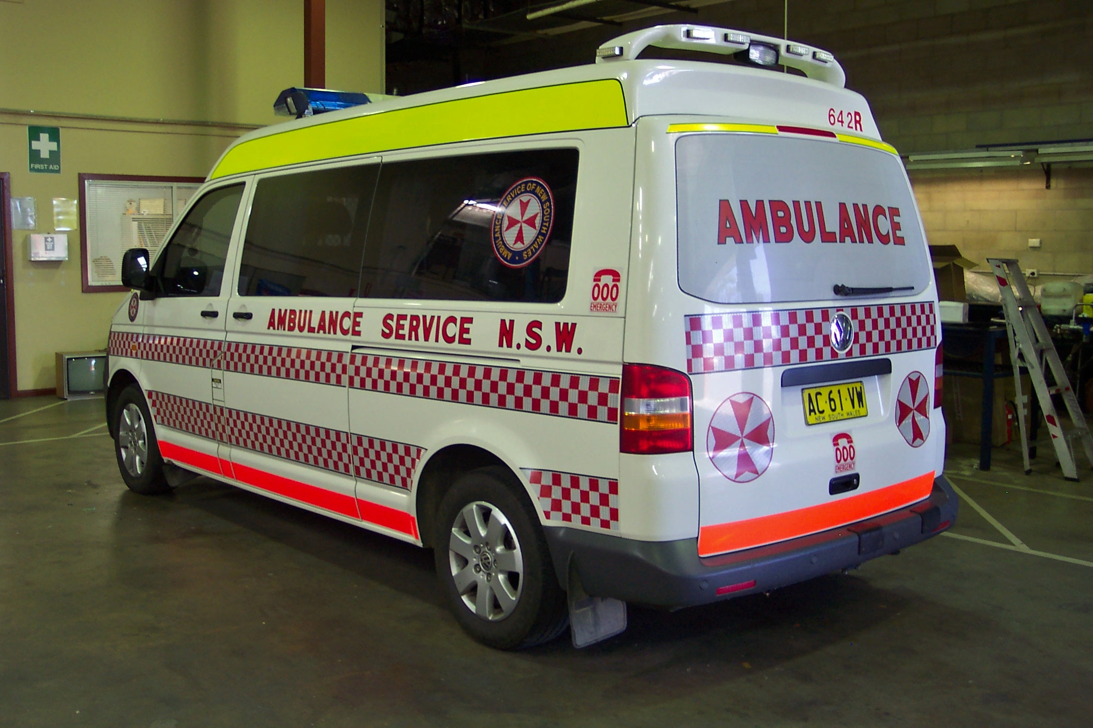 the ambulance has emergency equipment on its back