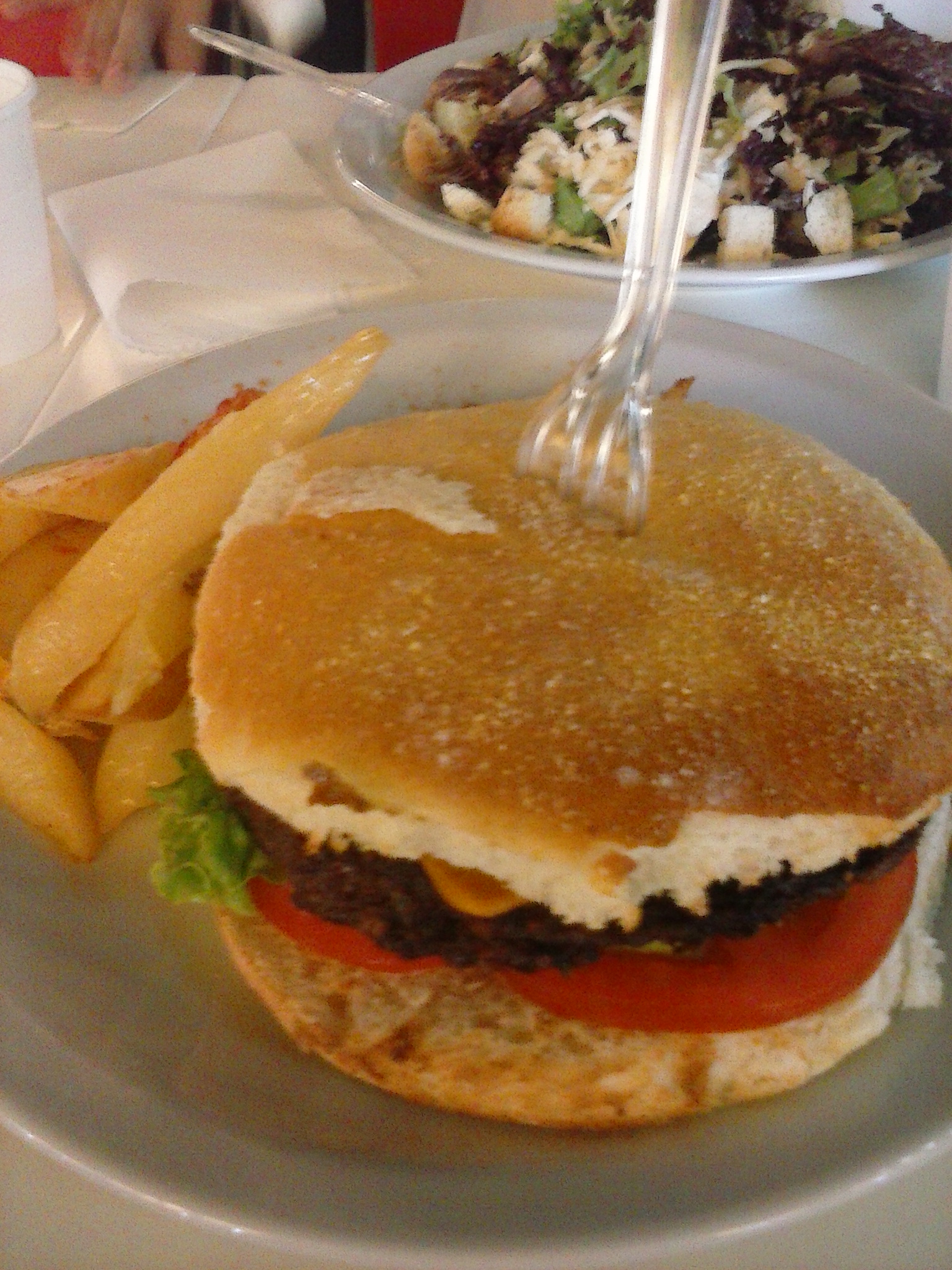 a white plate topped with a sandwich and fries