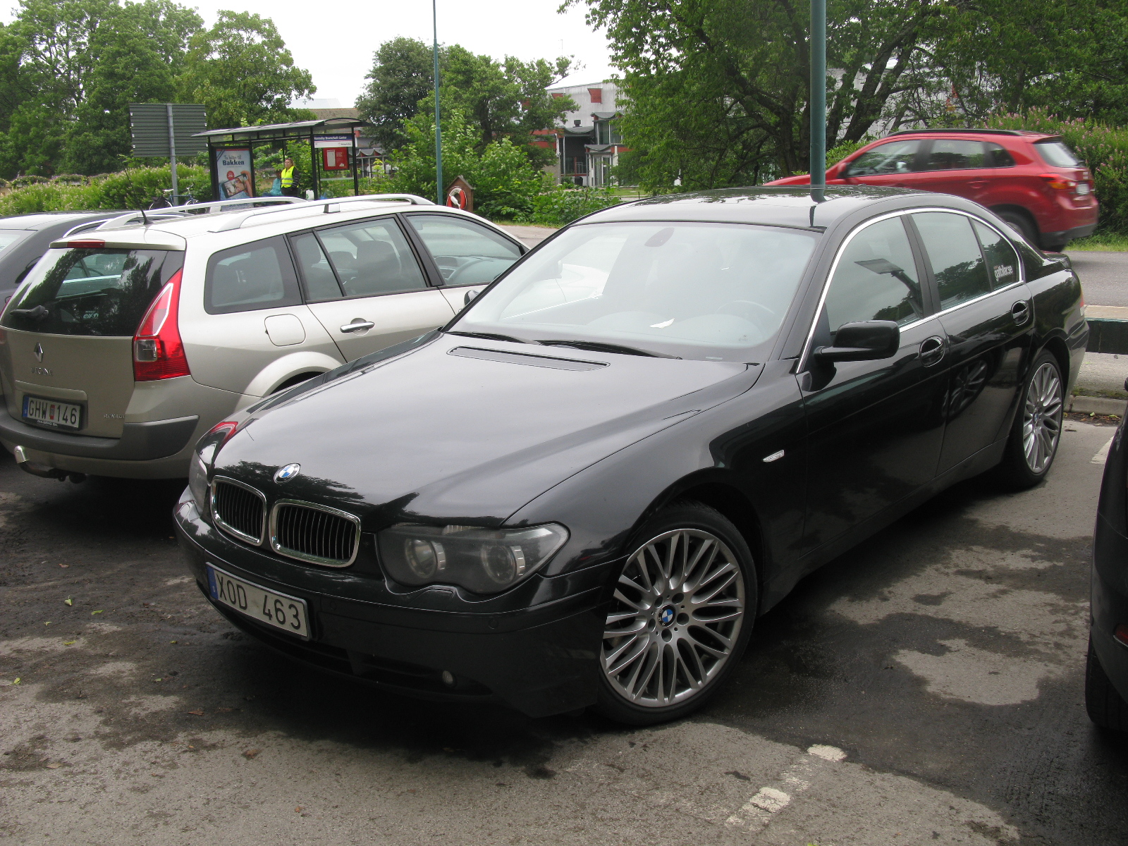 a bmw in a parking space is shown