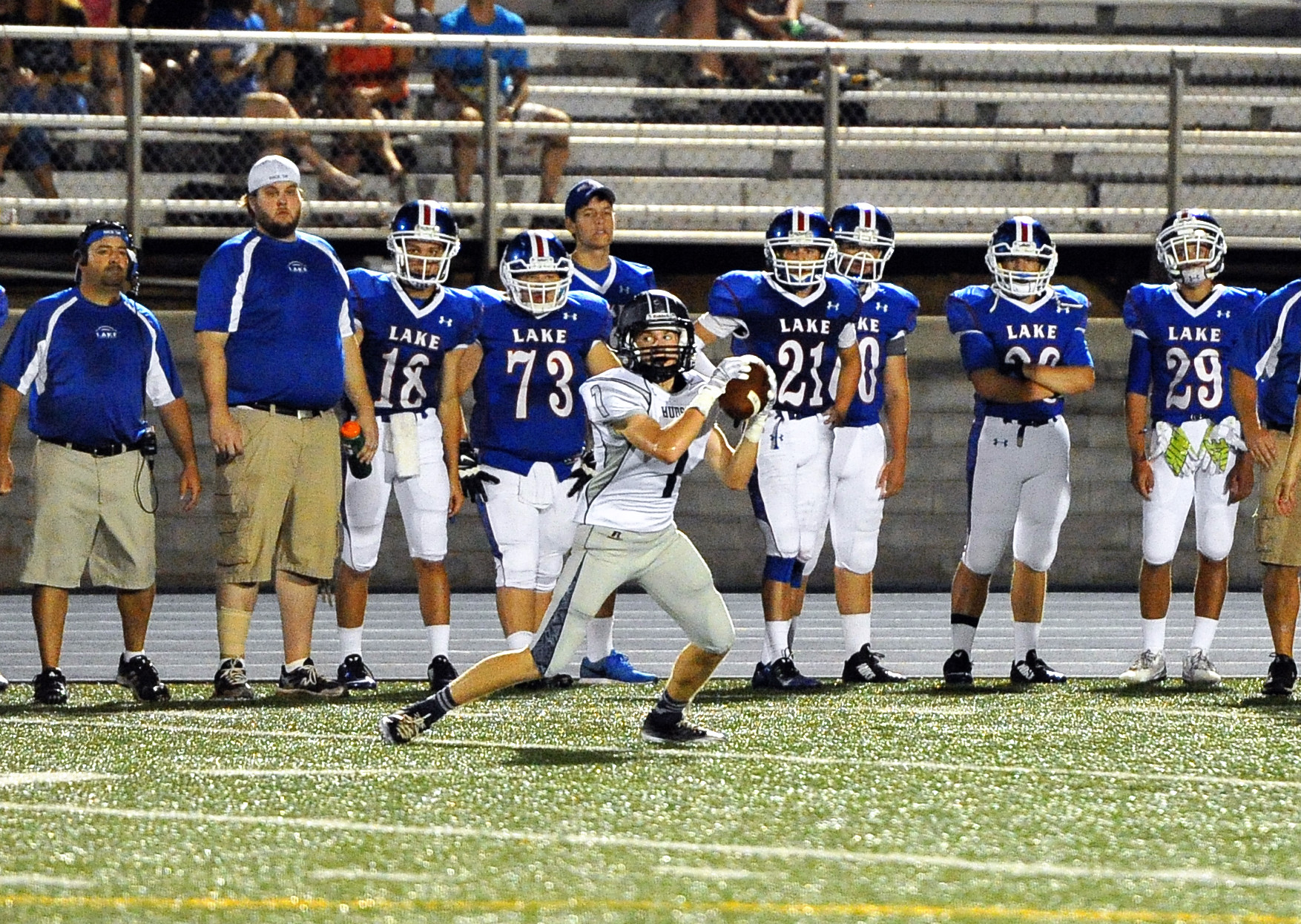 the football player is about to run for the game