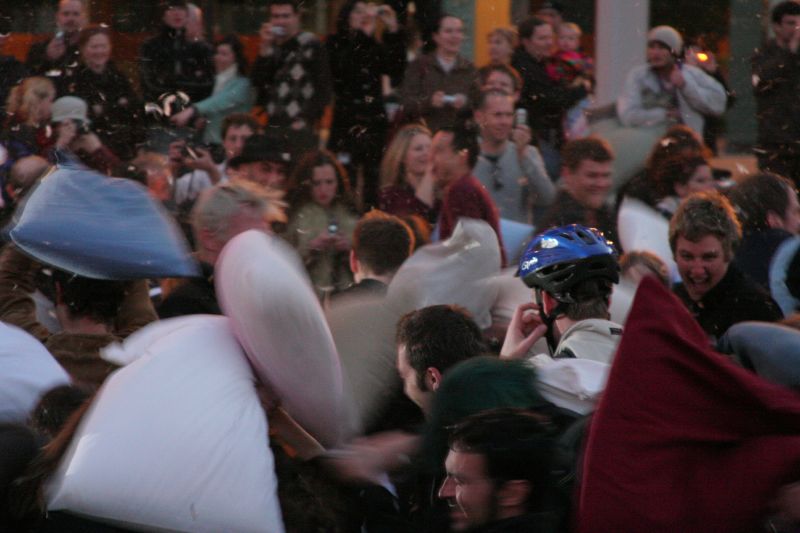 an image of a crowd in the rain