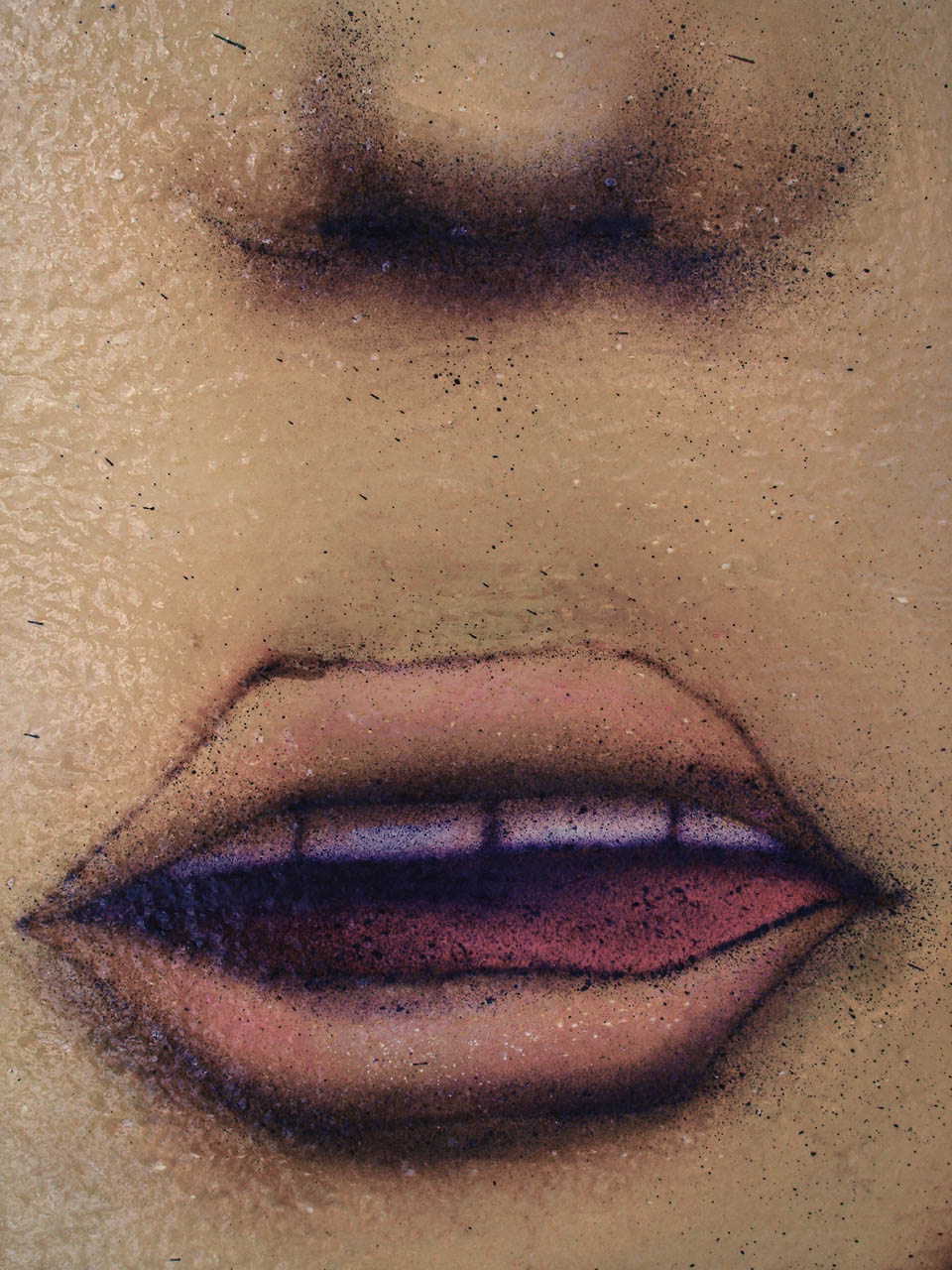a woman's lips and mouth are covered in makeup