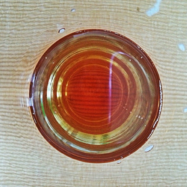 the circular glass is placed on the surface