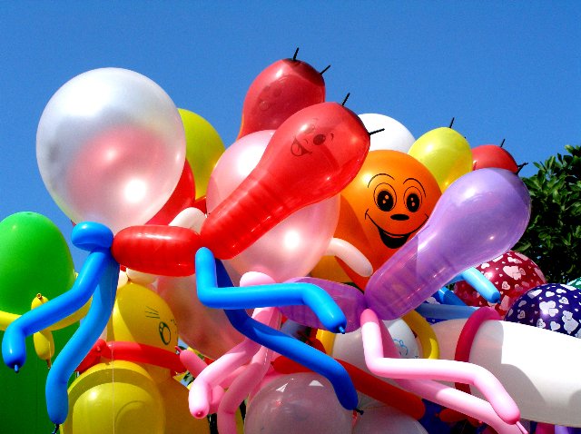 balloons that look like they are floating in the air