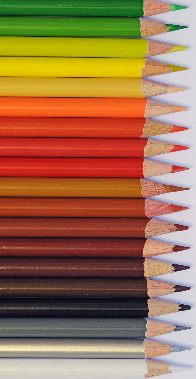 a rainbow of colored pencils is shown in different colors