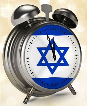 an alarm clock with the israeli flag is shown