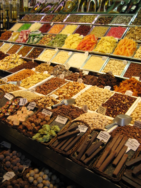 nuts and other candies in a market setting