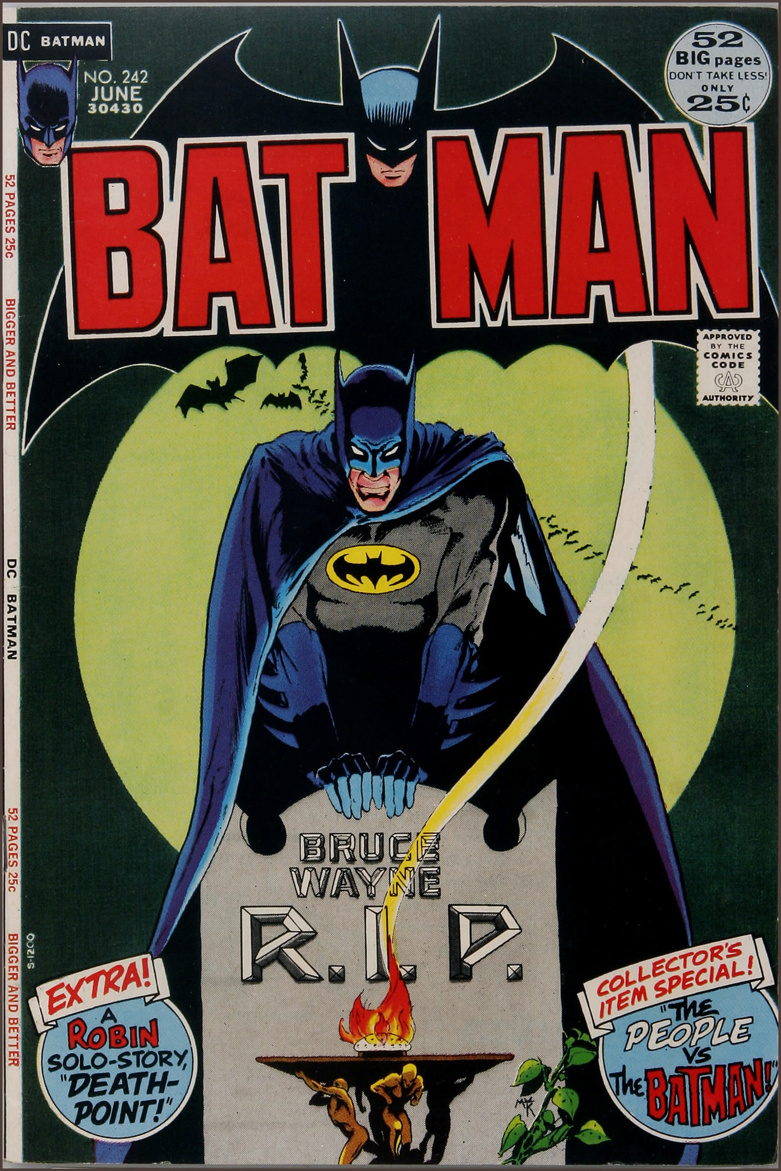a batman cover is being displayed in a museum