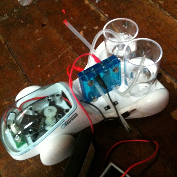 an electronic device is shown sitting on a floor