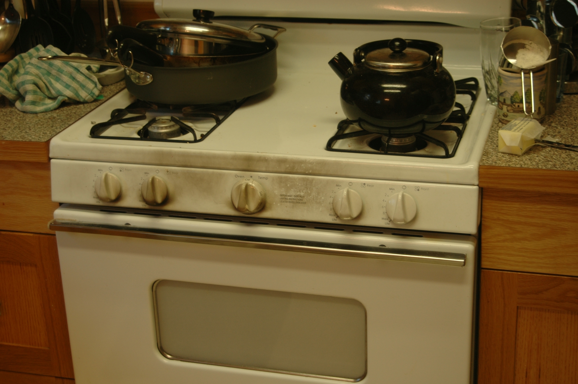 an image of a stove with pots on it