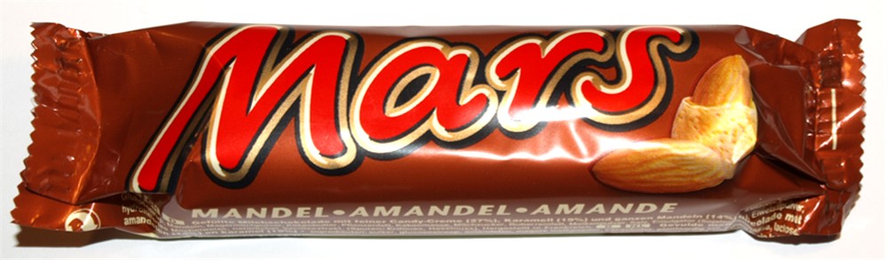 a packet of mars is open on a table