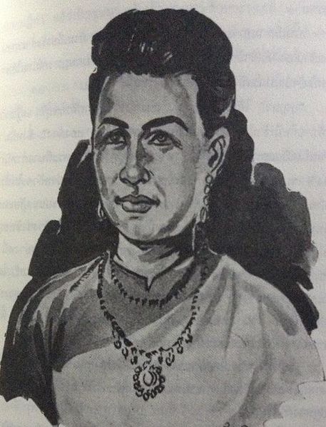 a black and white drawing of a woman