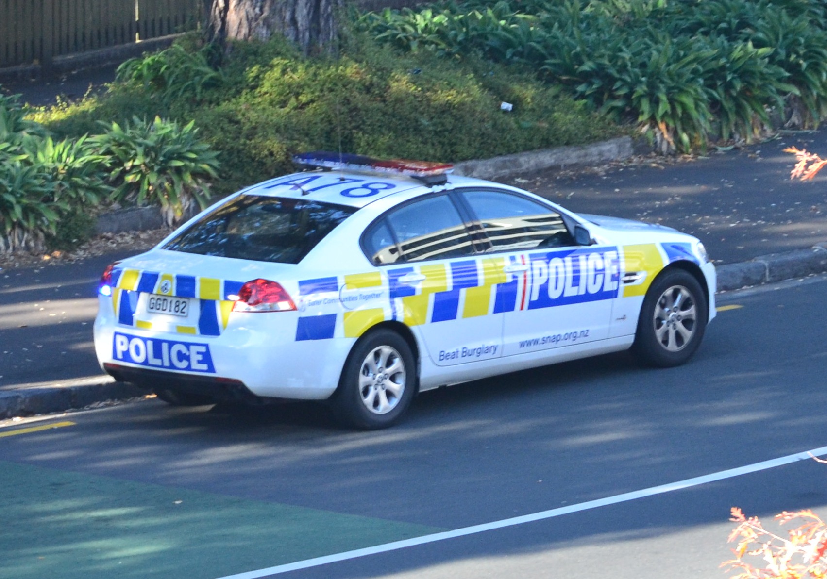 a police car that is sitting in the street