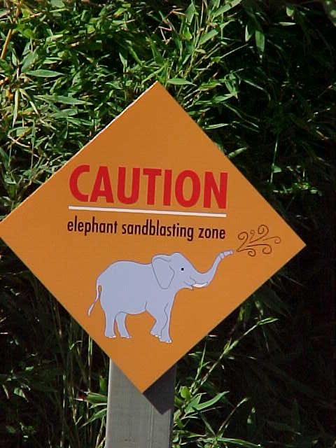 a caution sign that says elephant sanddling zone