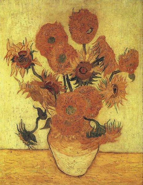 painting artist, a vase of sunflowers