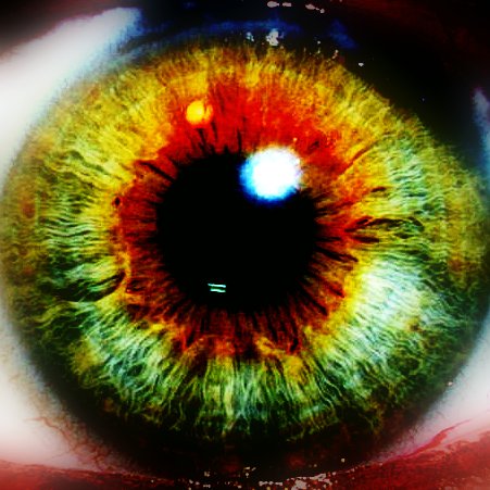 colorful image of an eye that looks like a cat's eyes