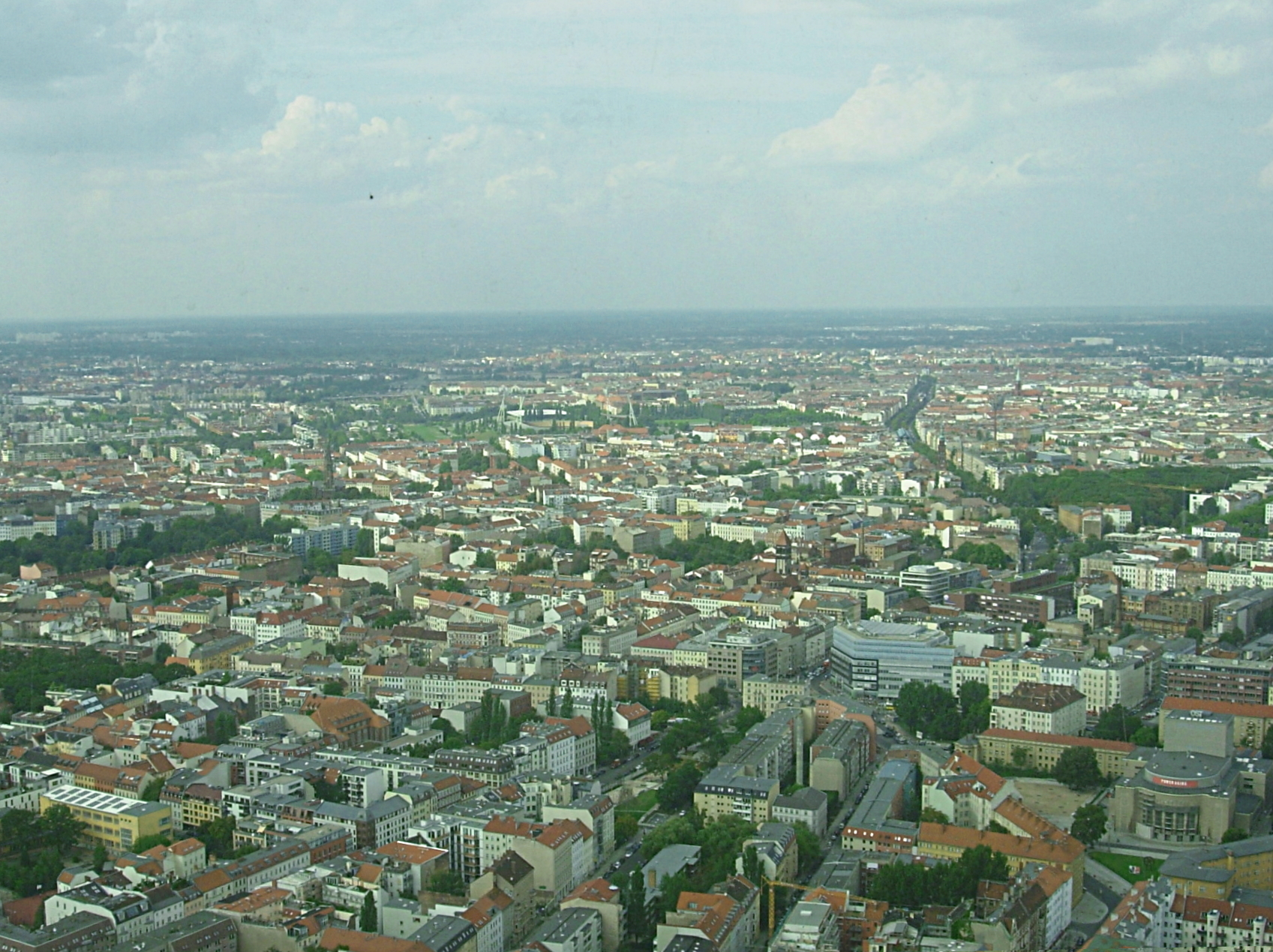 this is a large view from a high tower in the city