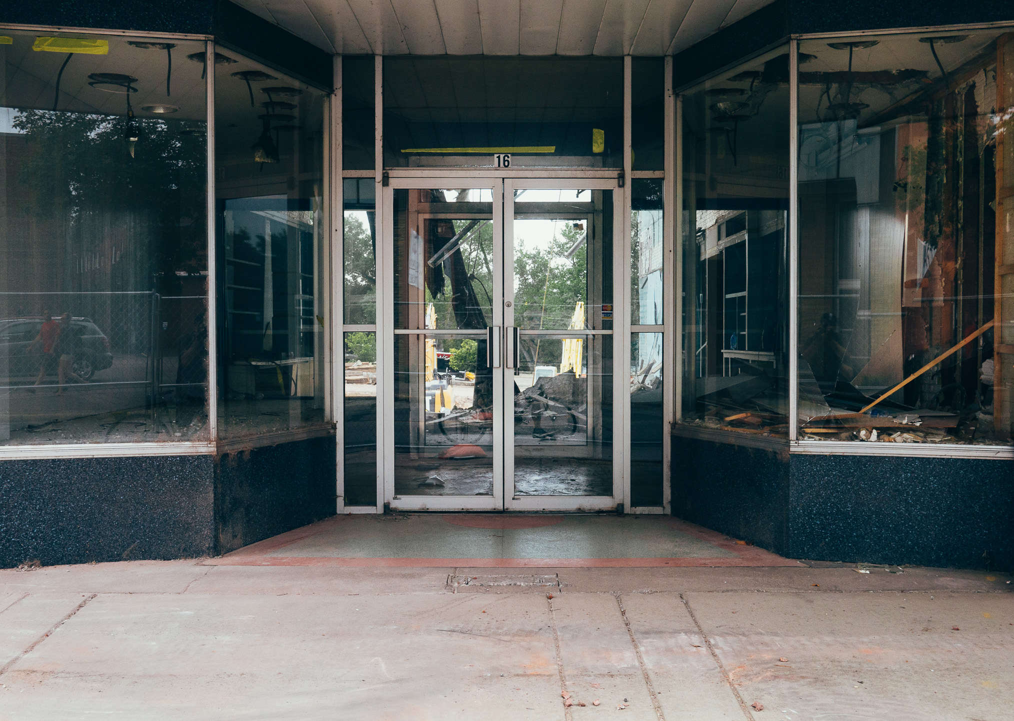 a set of double doors on a building